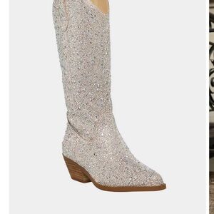 Betsey Johnson Dalas Silver Heeled Boots size 10